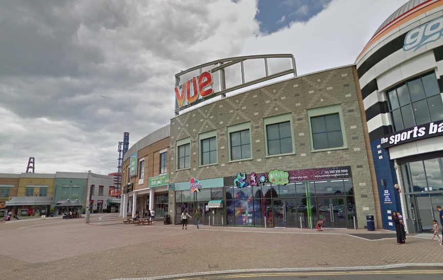 <em>The man was trying to retrieve his phone from under the seat at the Vue Cinema in the Star City leisure complex (Google)</em>