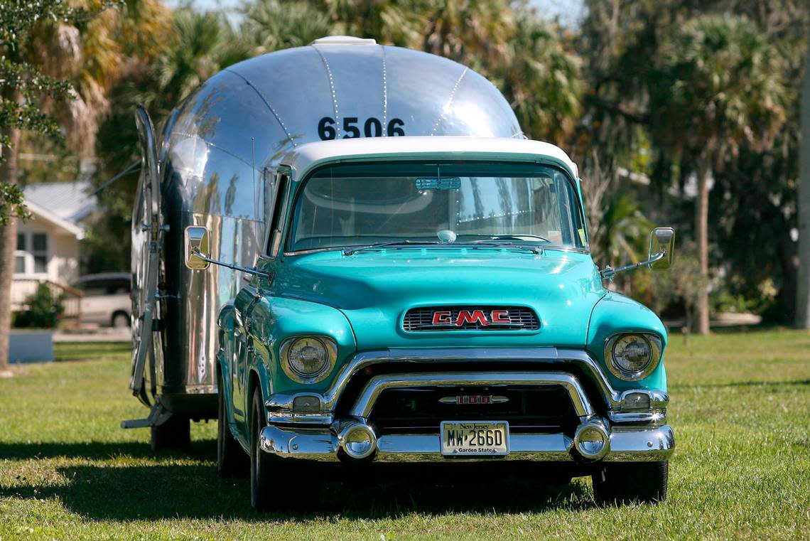 For “Tin Can Tourists,” it may well be a match made in heaven:  Hunt and Susan Jones’  lovingly restored 1955 GMC pickup matched with a 1962 Airstream Globe Trotter in 2007.