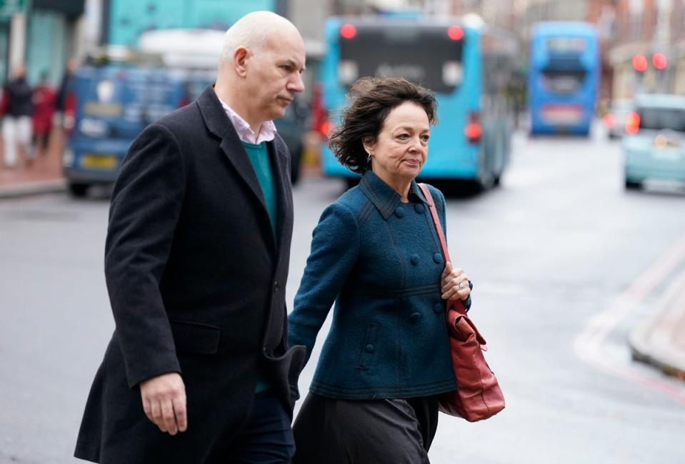 Ruth Perry’s sister Professor Julia Waters arriving at Berkshire Coroner’s Court in Reading (PA)