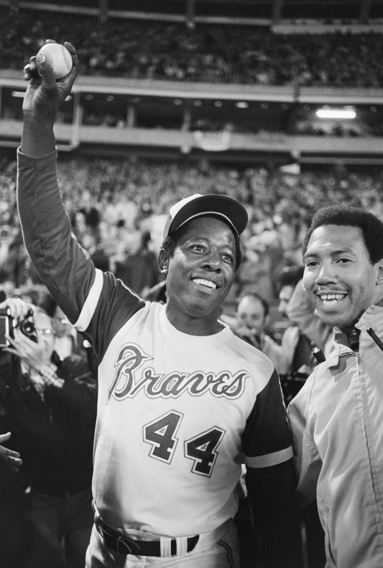 Hank Aaron with Record-Breaking Home-Run Ball