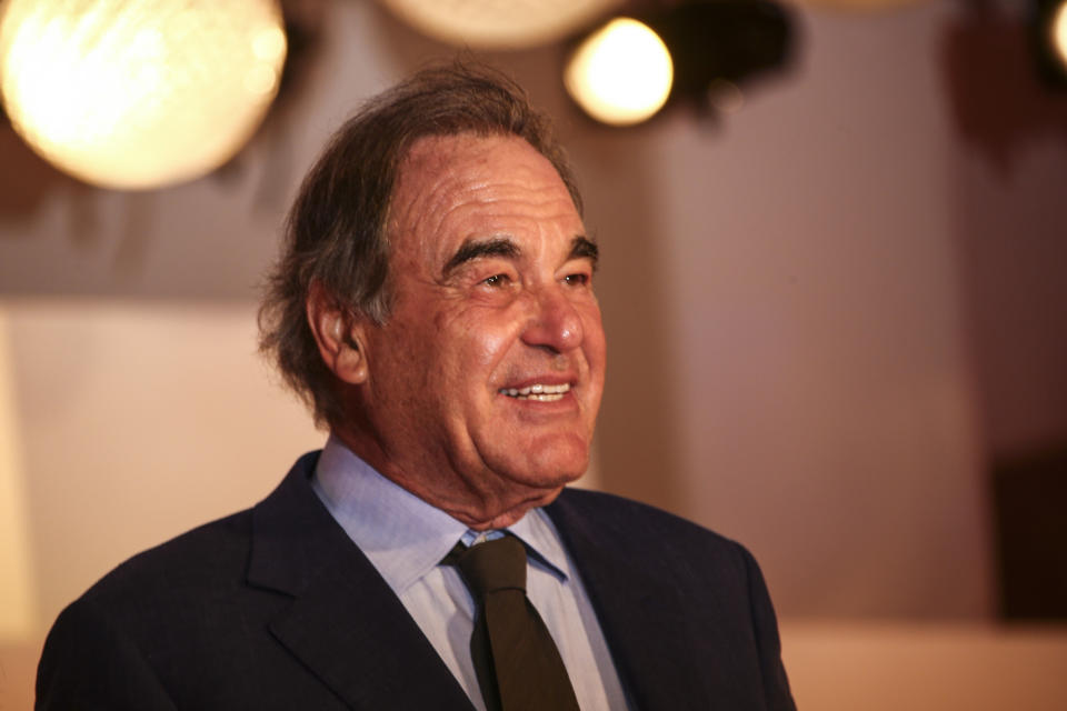 Director Oliver Stone poses for photographers upon arrival at the un-jung Jung premiere of the film 'Miss Marx' during the 77th edition of the Venice Film Festival in Venice, Italy, Saturday, Sept. 5, 2020. (Photo by Joel C Ryan/Invision/AP)