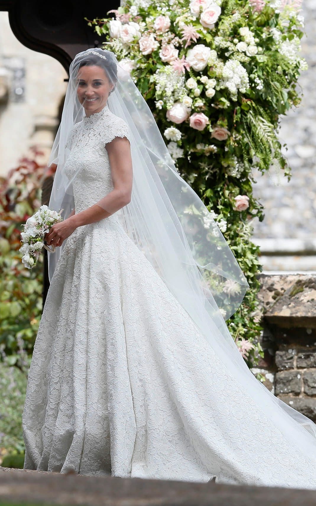 Pippa Middleton wearing Giles Deacon on her wedding day, May 2017 - AP POOL