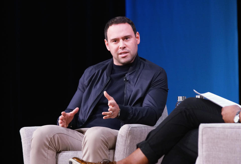 NEW YORK, NY - OCTOBER 23:  Scooter Braun speaks onstage during The Manager: Scooter Braun on Talent, Investing, and Marketing to Global Audiences during Day 1 of Fast Company Innovation Festival at 92nd Street Y on October 23, 2018 in New York City.  (Photo by Bennett Raglin/Getty Images for Fast Company)