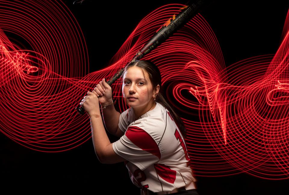 New Palestine's senior Aglaia Rudd photographed on Friday, March 10, 2023 at The Indianapolis Star in Indianapolis.