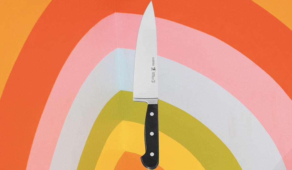 Henckels Chef's Knife on a pastel background