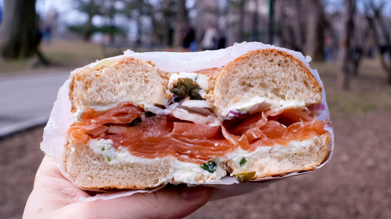 lox bagel with fixings