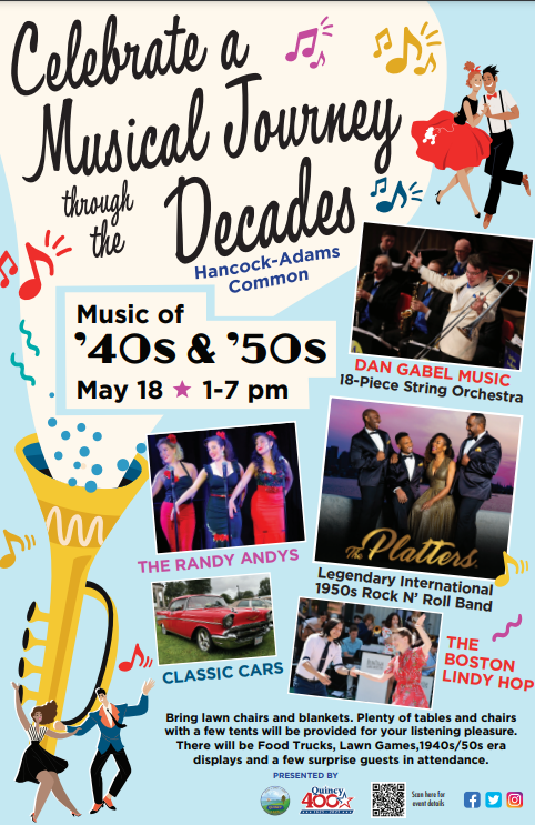 Quincy's 2024 summer concert series begins May 18 with music of the 1940s and 50s.
