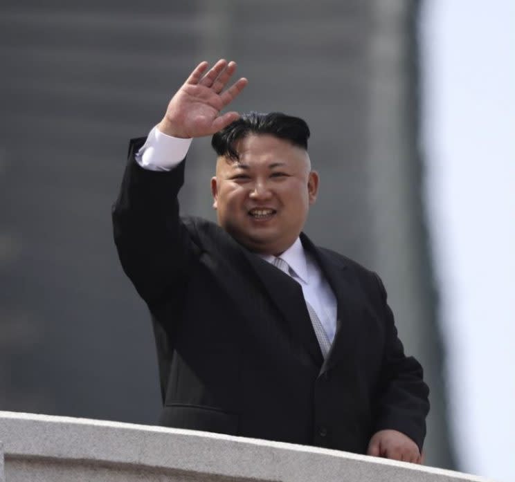 Kim Jong-un during a military parade in Pyongyang, North Korea, last month (Rex) 