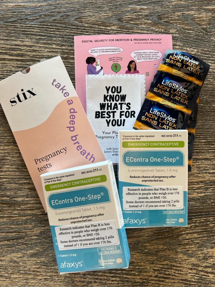 The kits include condoms, pregnancy tests, informational pamphlets and two Plan B pills. (Photo: Destiny Adams)