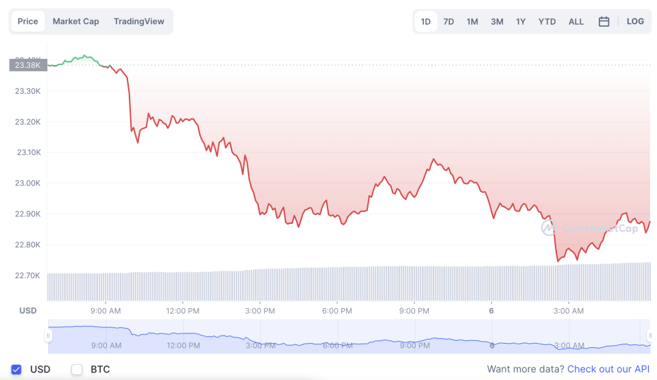 La variación del precio del Bitcoin en lo que va del año. Fuente: coinmarketcap.com.