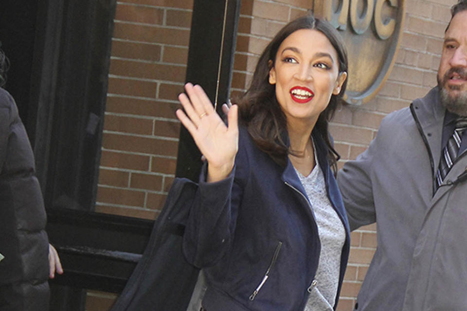 Alexandria Ocasio-Cortez Goes Blue in Classic Suede Pumps