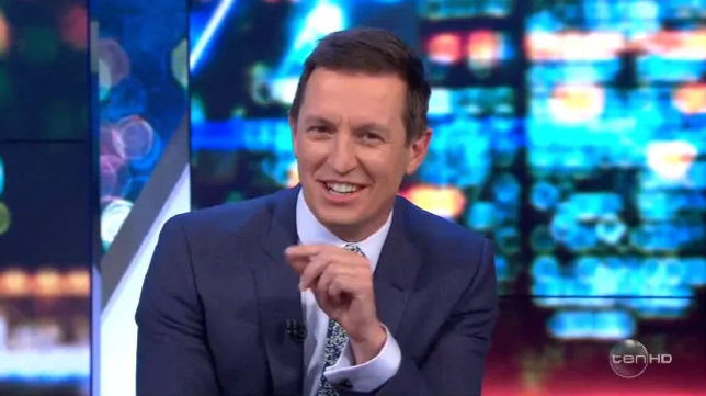 Rove McManus joined in on the joke, mocking the CEO for not having a manly enough voice. Source: Ten