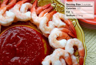 <div class="caption-credit"> Photo by: getty</div><b>BEST: Shrimp Cocktail</b> <br> Shrimp cocktail is very low in saturated fat and calories. It's also a refreshing source of omega-3 fatty acids, which promote healthy circulation. To keep the calorie count low, stick to tomato-based sauce. A serving of shrimp with cocktail sauce has about 140 calories.