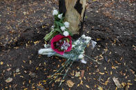 <p>Flowers are seen next to a damaged tree along a bike path to remember the victims of Tuesday’s attack in New York City, in New York, Nov. 3, 2017. (Photo: Shannon Stapleton/Reuters) </p>