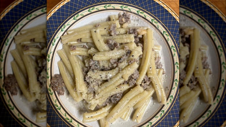 Plate of pasta with meat