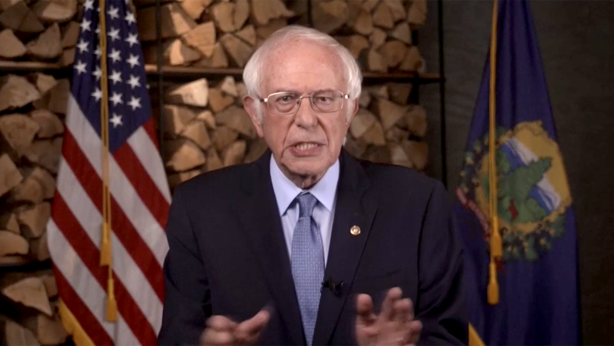 Se. Bernie Sanders speaks during the virtual Democratic National Convention on August 17, 2020. (via Reuters TV)