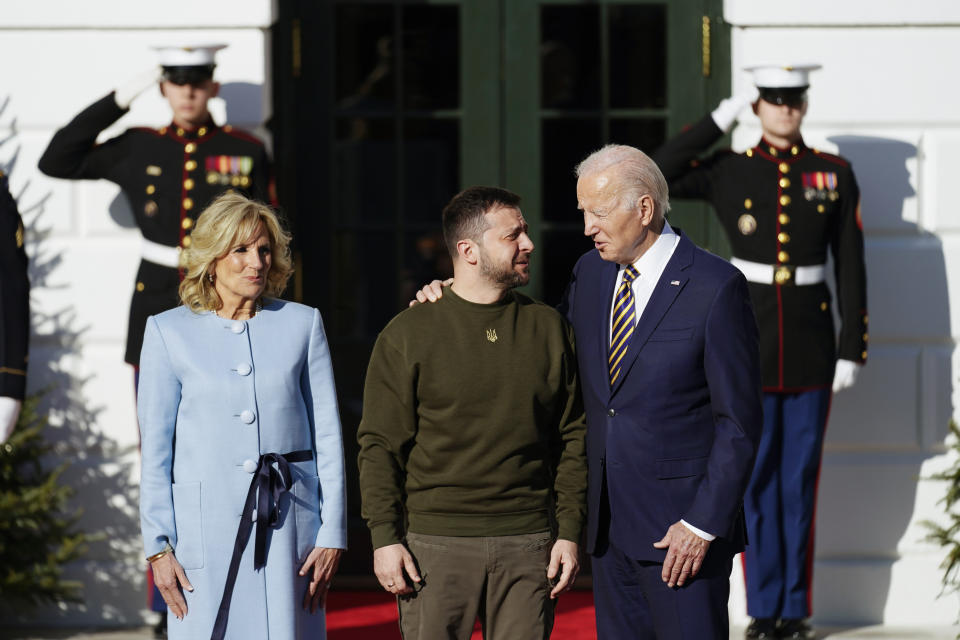 President Joe Biden welcomes Ukraine's President Volodymyr Zelenskyy at the White House in Washington, Wednesday, Dec. 21, 2022. (AP Photo/Andrew Harnik)