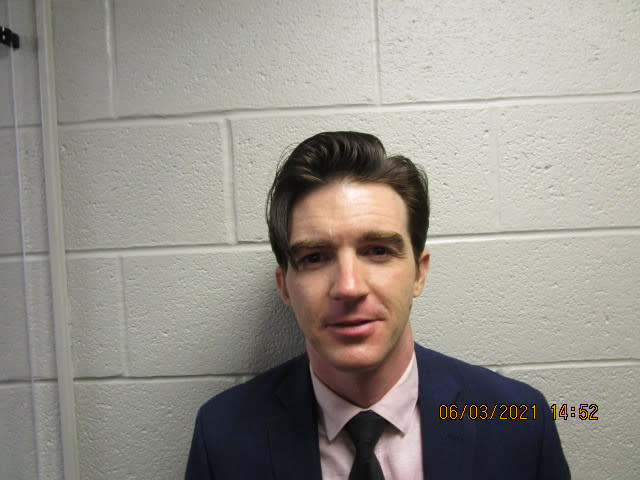 Drake Bell poses for a mugshot on June 3, 2021. (Photo: Cuyahoga County Jail)                               