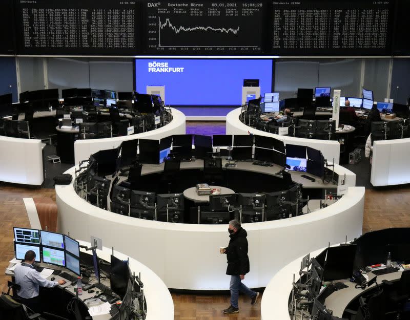 FILE PHOTO: The German share price index DAX graph is pictured at the stock exchange in Frankfurt