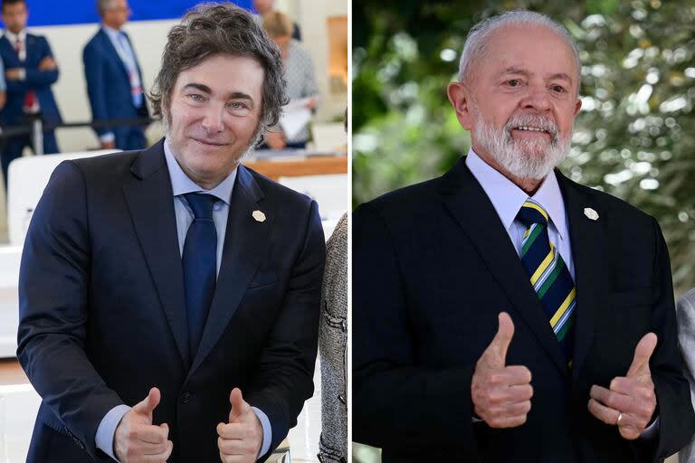 Javier Milei y Luiz Inacio Lula da Silva, en la cumbre del G7 en Italia