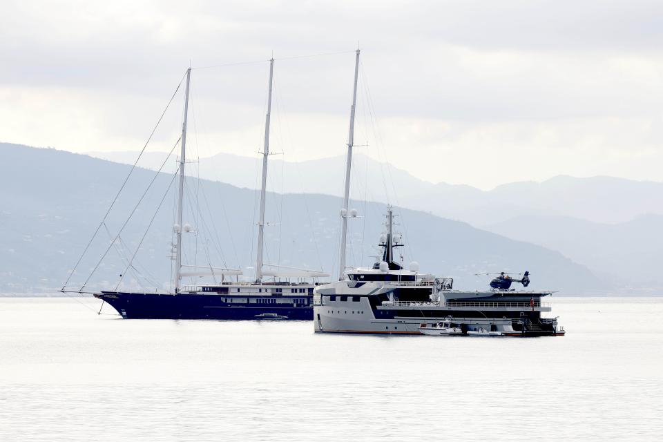 PORTOFINO, ITALY - JUNE 13: Koru and Abeona, Jeff Bezos yachts are seen on June 13, 2023 in Portofino, Italy.