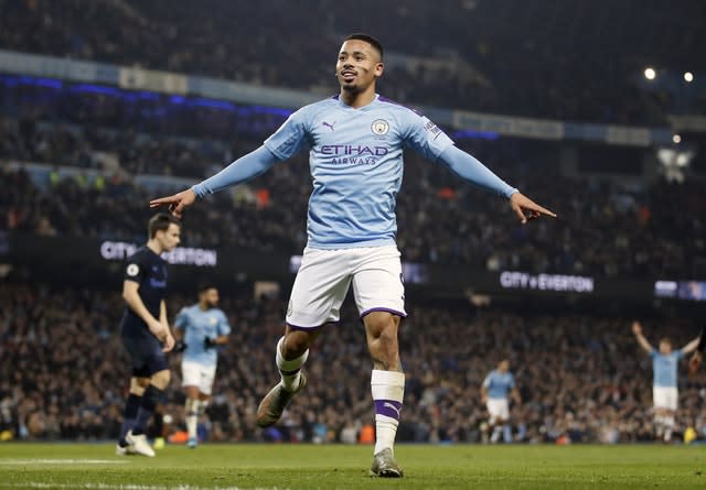 Gabriel Jesus celebrates scoring his second goal