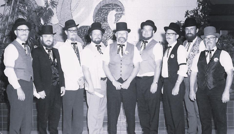 A group of men wore historic top hats at the 1972 Waltz Centennial Celebration.
Provided by the Waltz Improvement Association