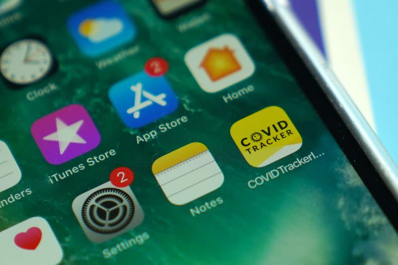 FILE PHOTO: A photo illustration shows the Covid Tracker Ireland app in Galway