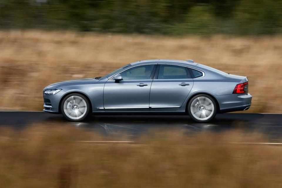 <p>Volvo will offer three choices of power in the S90: a four-cylinder, 2-liter turbocharged and supercharged T6 engine, a turbocharged version of its 2.5-liter 5-cylinder or the plug-in hybrid T8 Twin Engine. (No, the T-number does not always equal cylinder count in the new Volvo universe.) Power figures were not released.</p>