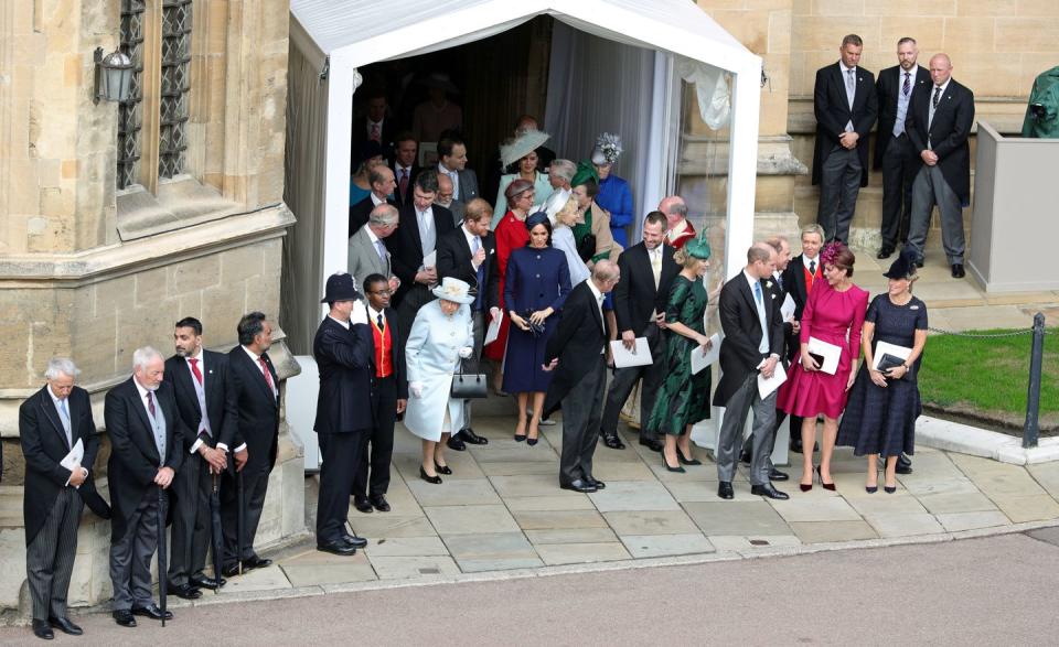 The royal family exiting the chapel