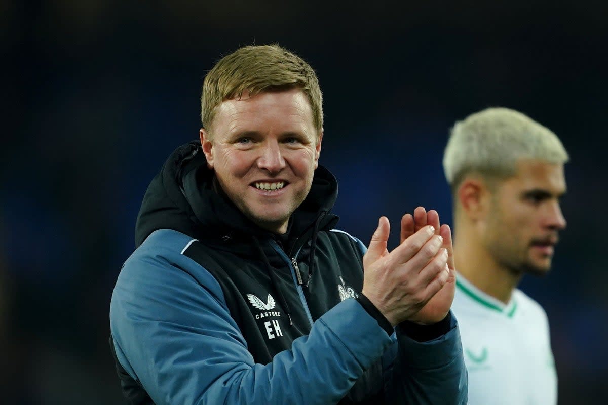 Eddie Howe saw Newcastle storm to victory at Everton (Peter Byrne/PA) (PA Wire)