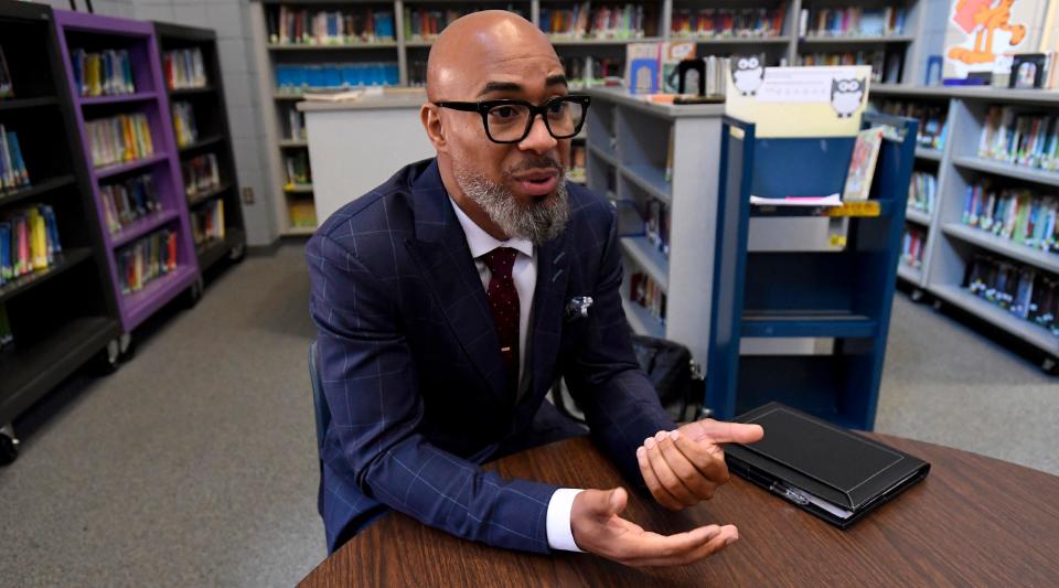 Montgomery Public Schools Superintendent Melvin Brown talks about his first week in the job during an interview at Forest Avenue School in Montgomery, Ala., on Friday July 15, 2022.