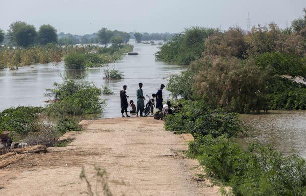 PHOTO: A flooded road near Kotri Barrage in Jamshoro district of Sindh, Pakistan, Sep. 9, 2022. (Asim Hafeez/Bloomberg via Getty Images, FILE)