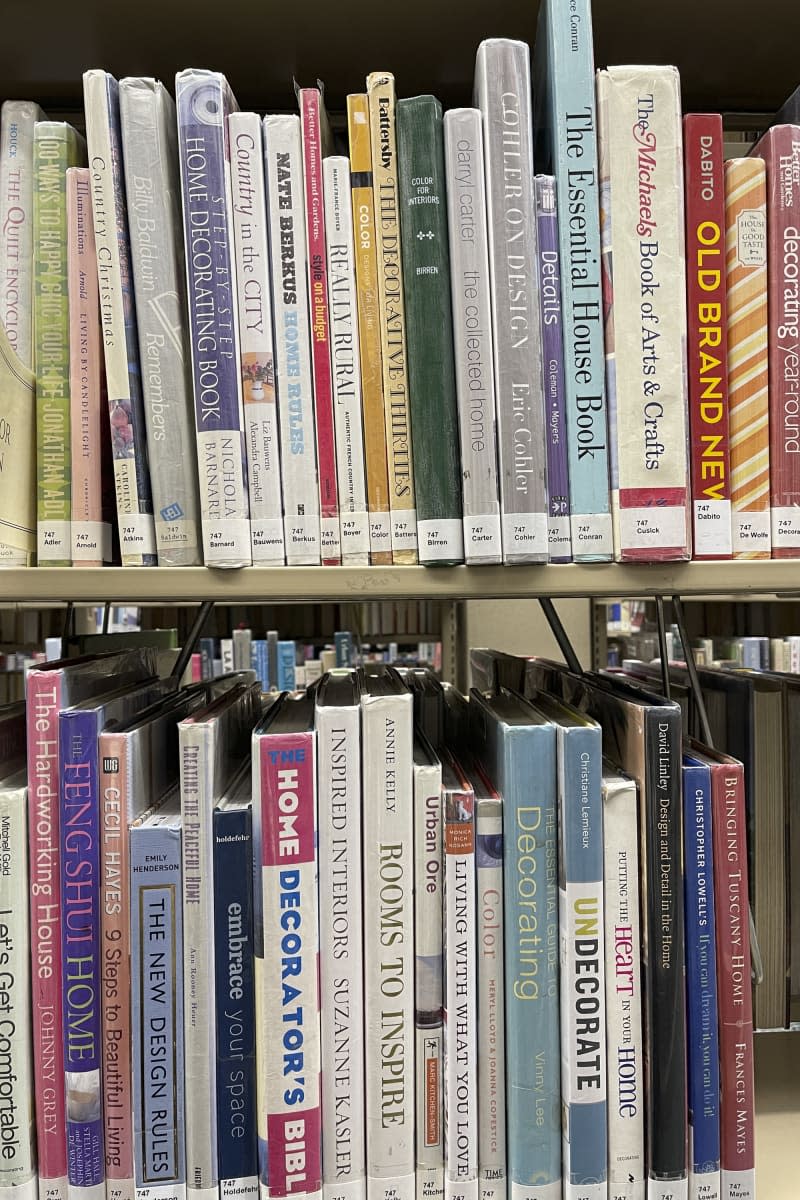 Decor books in a library.