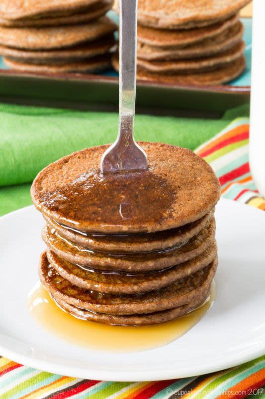 <p>Cupcakes & Kale Chips</p><p>Make a big batch of these mini pancakes that taste decadent but can be mixed up quickly in your blender and are made with healthy ingredients. </p><p><strong>Get the recipe: <a href="https://cupcakesandkalechips.com/chocolate-banana-oat-blender-pancakes/" rel="nofollow noopener" target="_blank" data-ylk="slk:Chocolate Banana Oatmeal Pancakes;elm:context_link;itc:0;sec:content-canvas" class="link ">Chocolate Banana Oatmeal Pancakes</a></strong></p>