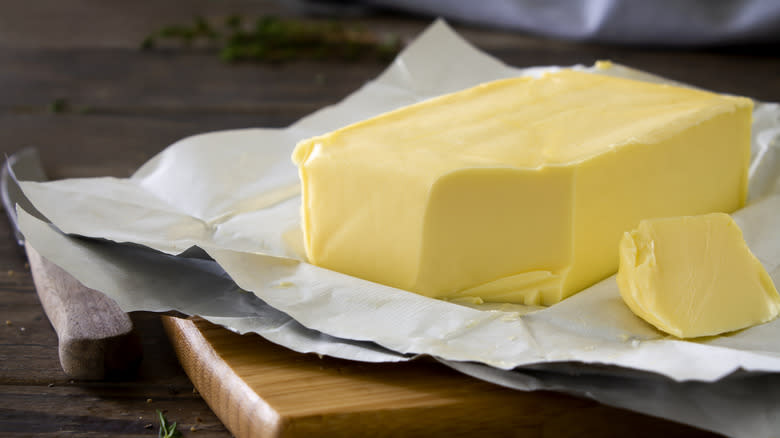 butter block on chopping board