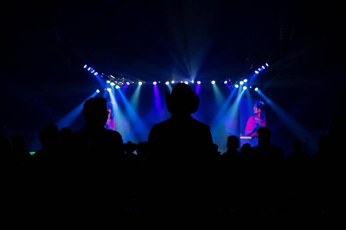 Fans watch as Martina McBride performs at Rupp Arena in Lexington, Ky., on Saturday, Oct. 29, 2022. McBride opened for The Judds: The Final Tour.