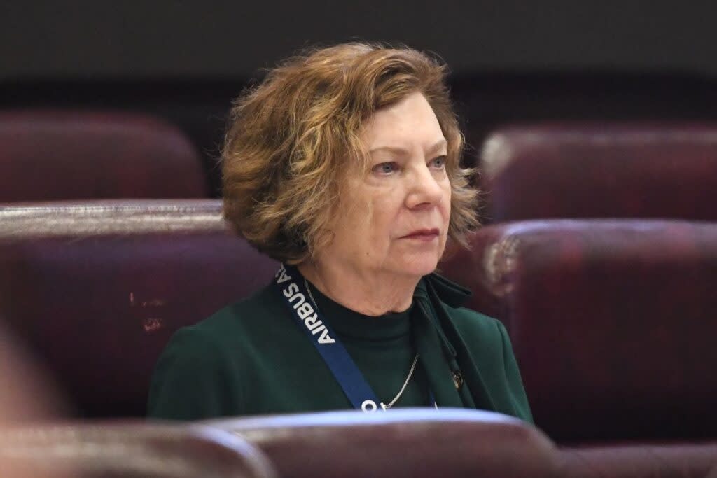 Rep. Marilyn Lands, D-Huntsville, listens to debate in the Alabama House of Representations in the Alabama Statehouse on April 9, 2024, in Montgomery, Alabama