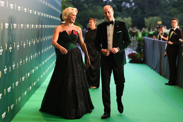 <p>Chris Jackson/Getty Images for Earthshot</p> William with presenter and host Hannah Waddingham at the Earthshot Prize ceremony in Singapore last week