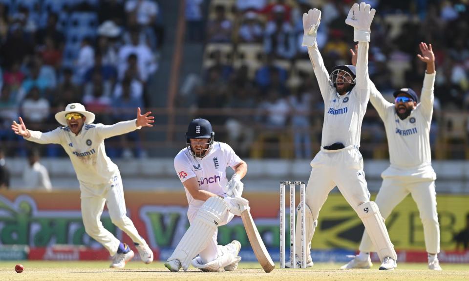 <span>Jonny Bairstow had a poor Test in Rajkot, facing seven balls in all.</span><span>Photograph: Gareth Copley/Getty Images</span>