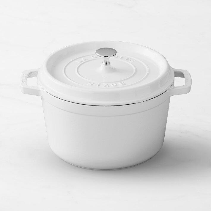 white dutch oven on white background