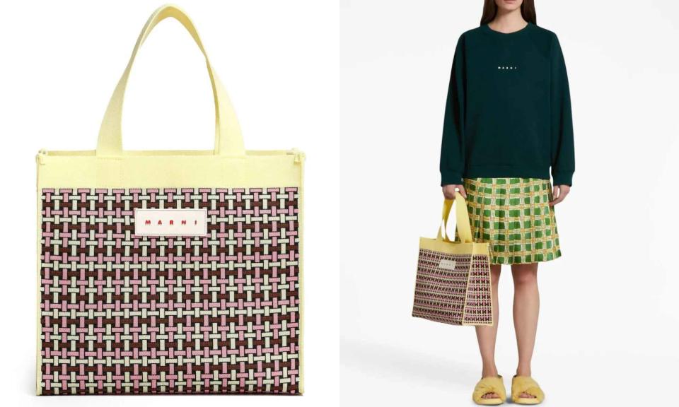 Marni Logo貼花提花托特包 特價$32,124（圖片來源：Farfetch）