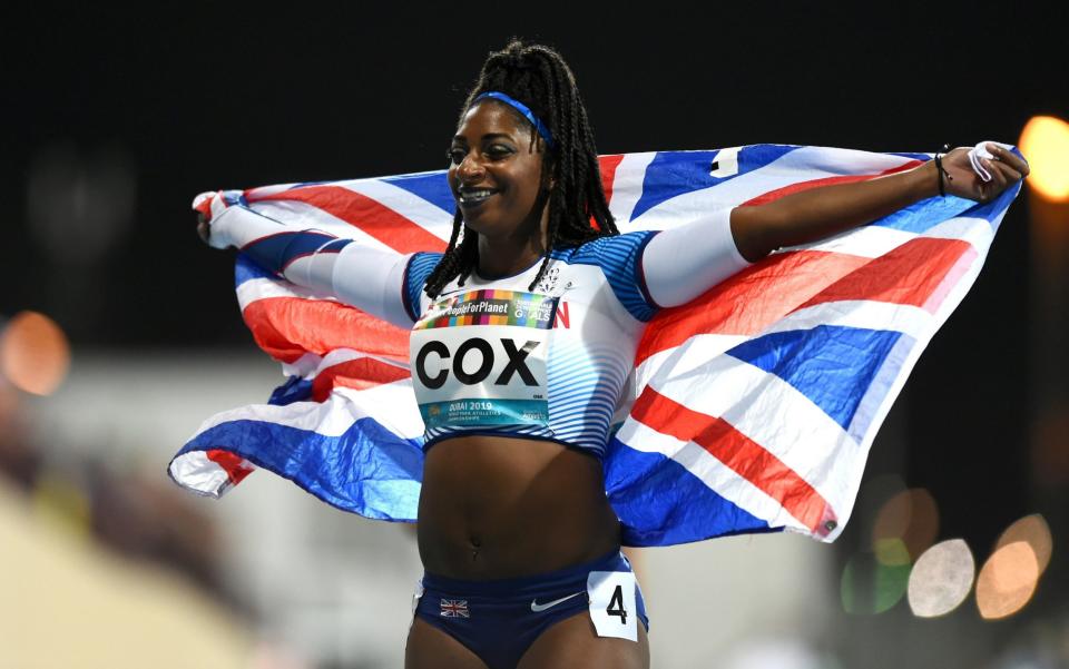 Kadeena Cox of Great Britain celebrates during the Women's 400m T38 Final race on Day Five of the IPC World Para Athletics Championships 2019 Dubai on November 11, 2019 in Dubai, United Arab Emirates. - GETTY IMAGES