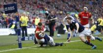 Britain Rugby Union - Scotland v Wales - Six Nations Championship - BT Murrayfield Stadium, Edinburgh - 25/2/17 Wales' Ross Moriarty scores a try that is disallowed Action Images via Reuters / Lee Smith Livepic