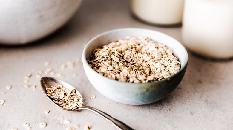 Oats in bowl and spoon