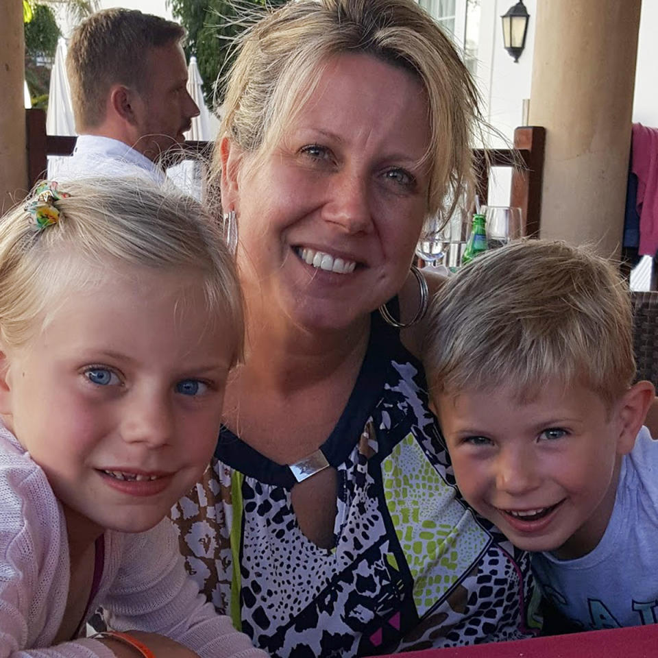 Johanne Hewlett with daughter Charlotte and son William before he was ill. Source: Caters