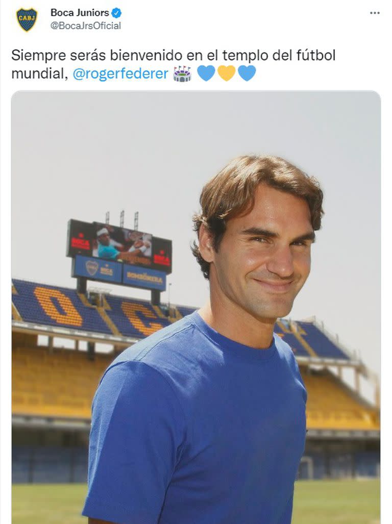 Boca Juniors saludó a Roger Federer (Foto: Twitter @BocaJrsOficial)