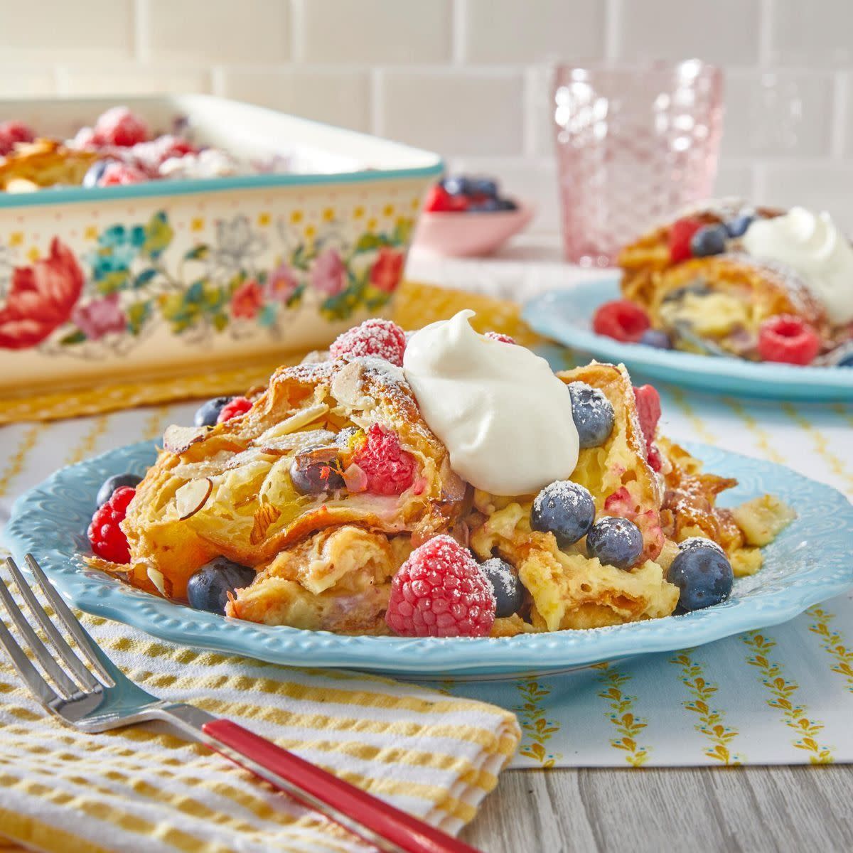 mothers day brunch white chocolate croissant bread pudding
