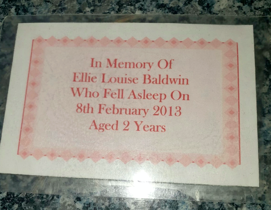 <em>The bag also contained a memorial card for Ellie (SWNS)</em>