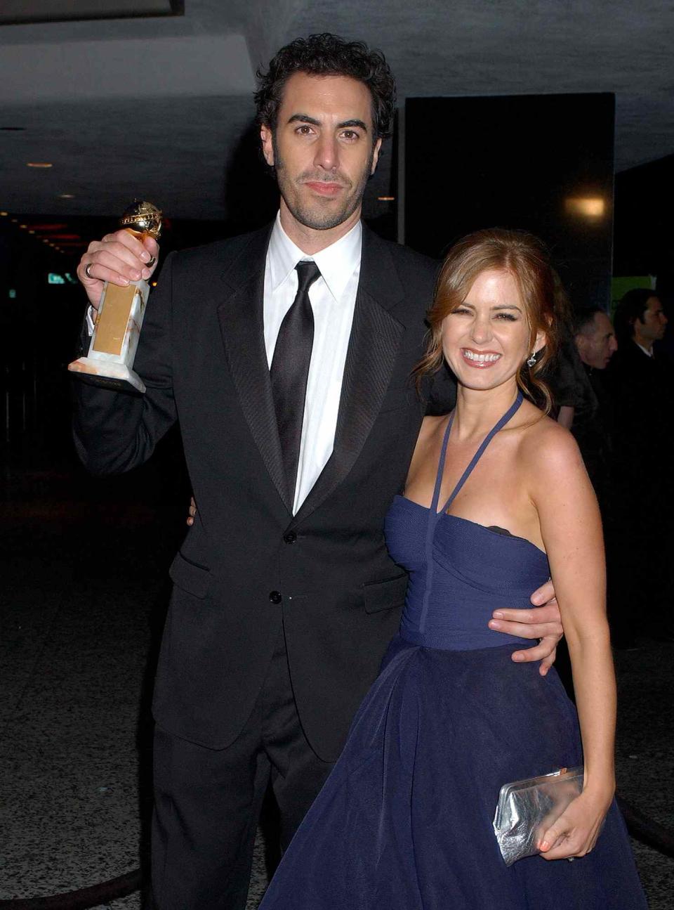Sacha Baron Cohen and Isla Fisher during Paramount Pictures Hosts 2007 Golden Globe Award After-Party
